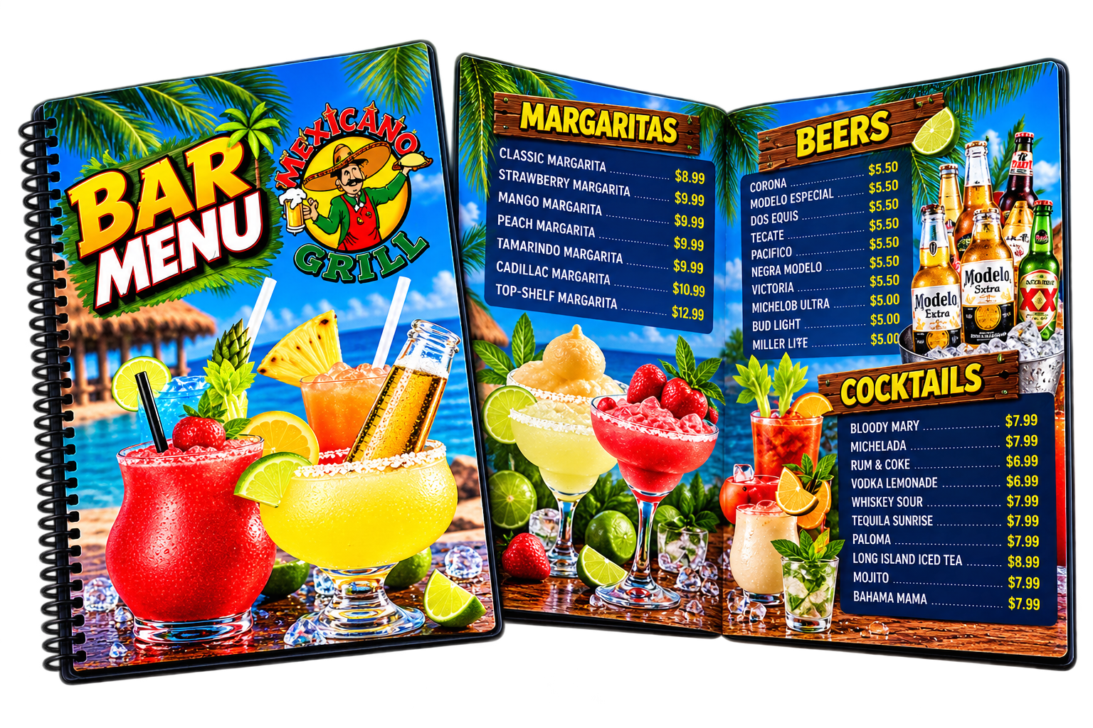 Sample restaurant bar menu design