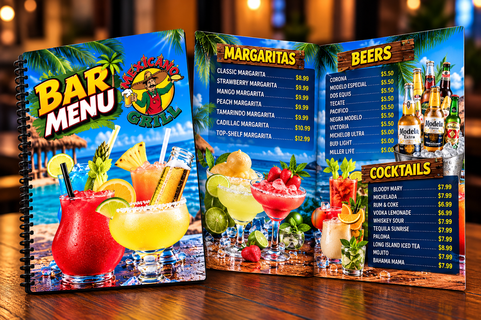 Example of a restaurant menu design
