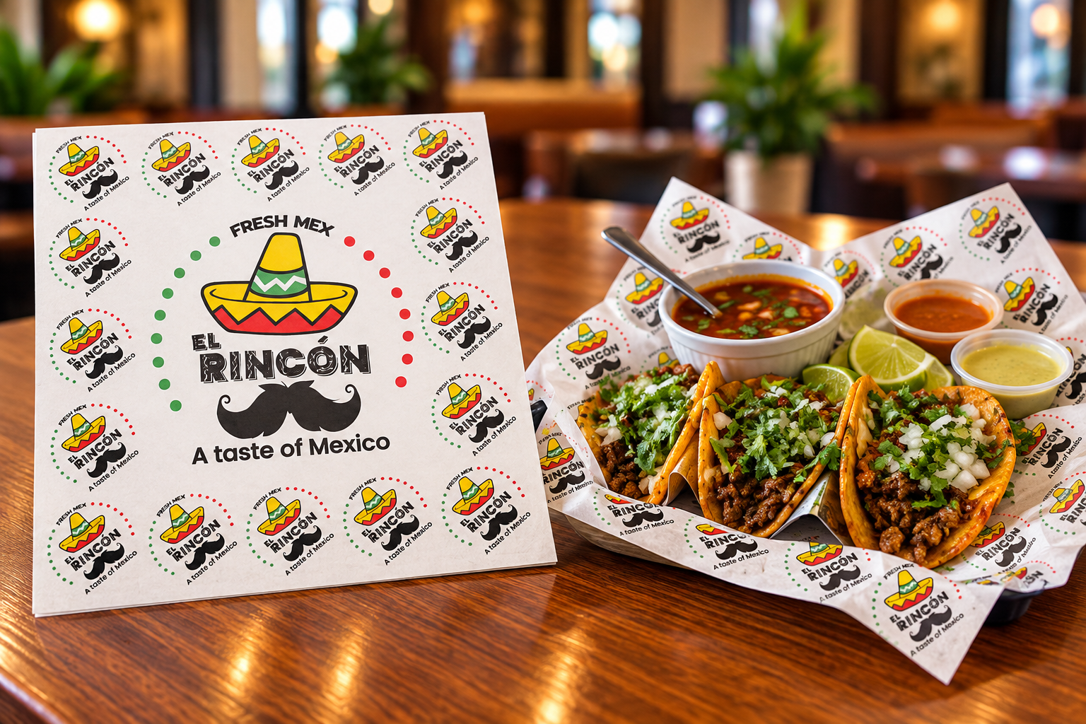 Custom-printed restaurant wrap and deli paper