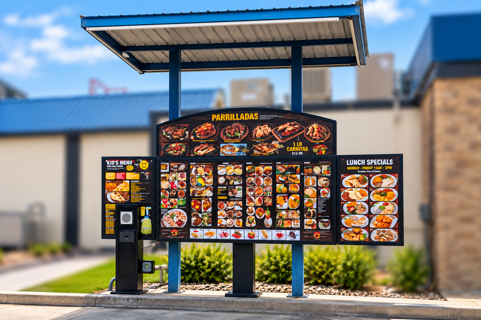 Restaurant drive-thru menu display systems