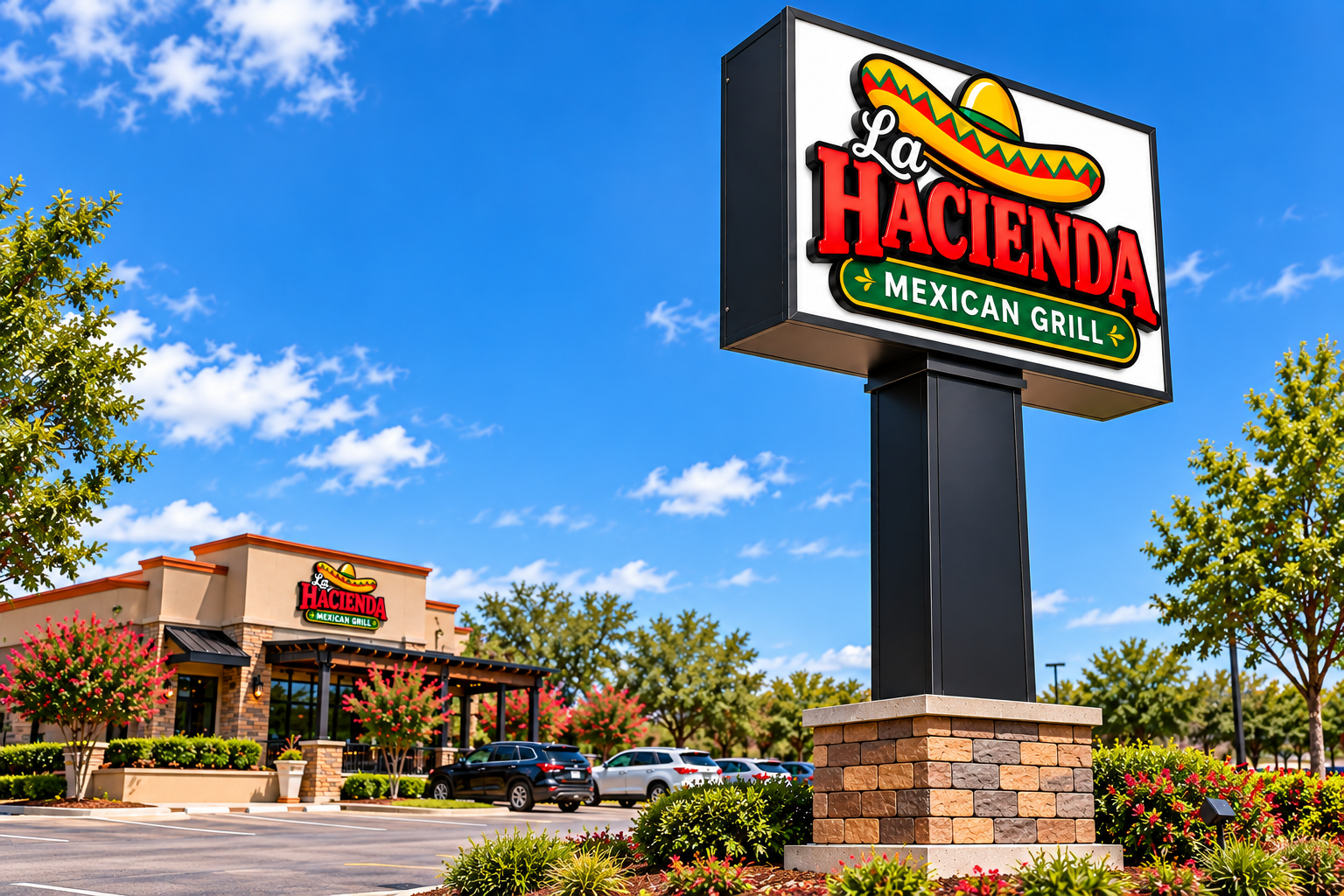 La Hacienda restaurant pylon sign sample