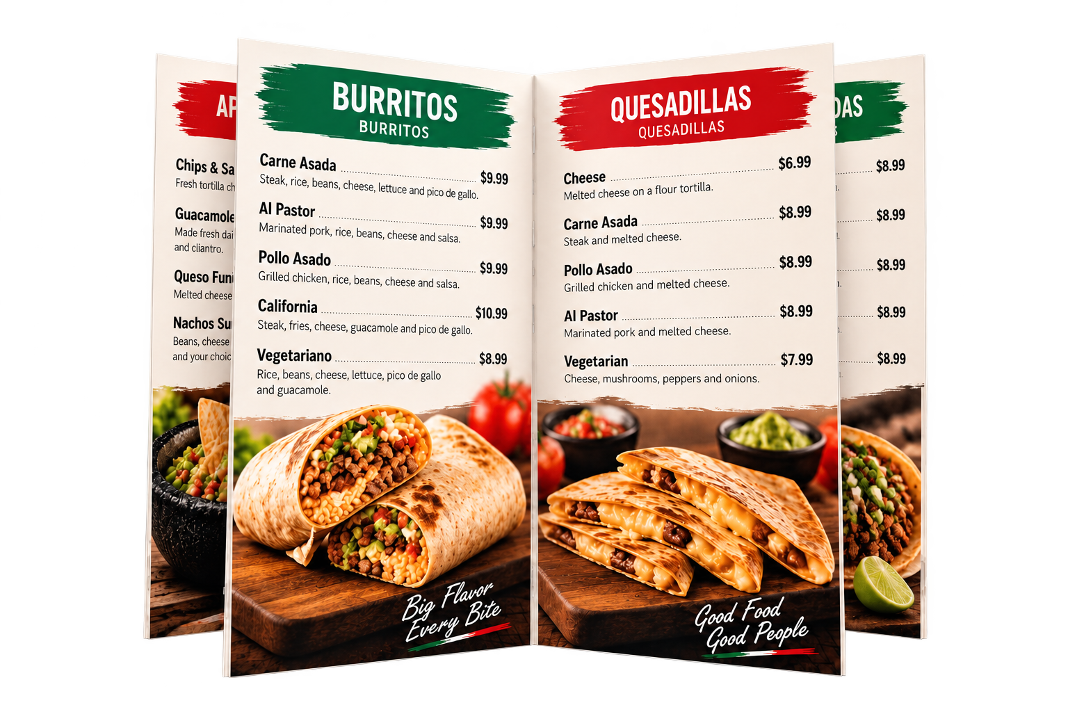 Waterproof booklet menu