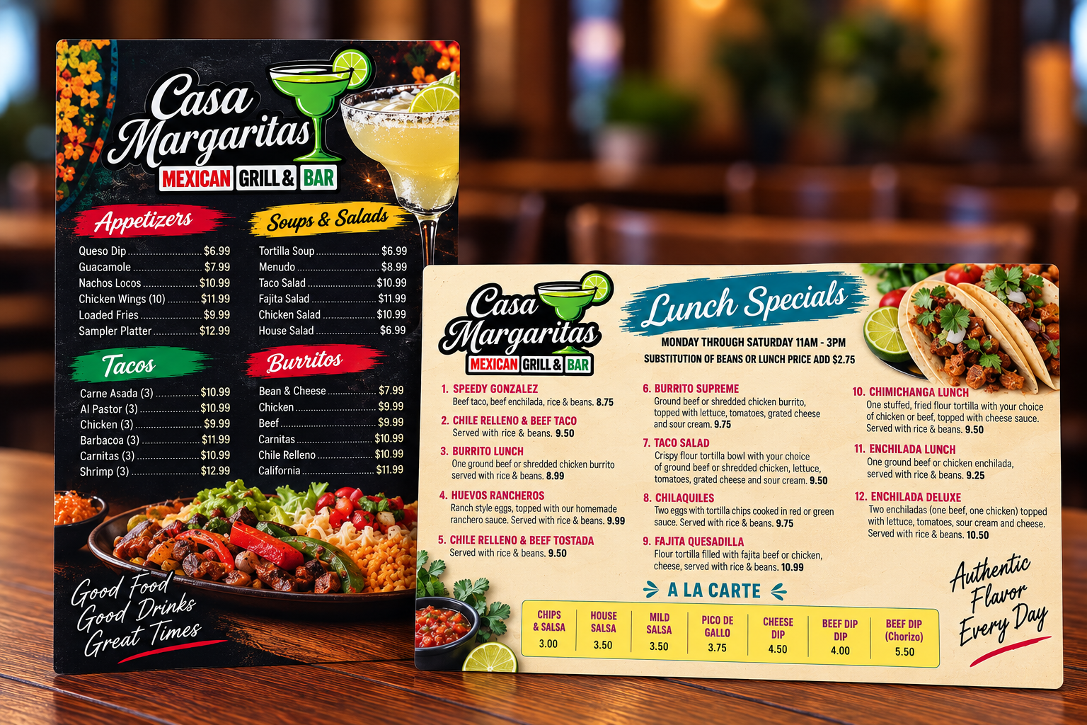 Waterproof flat restaurant menus